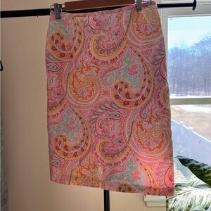 Paisley Print Skirt - Pink and Orange
